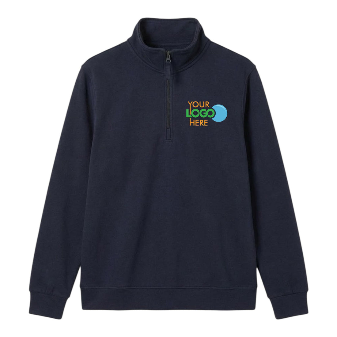 Personalised Quarter Zip Sweatshirt Custom Printed Logo, Unisex Workwear Jumper
