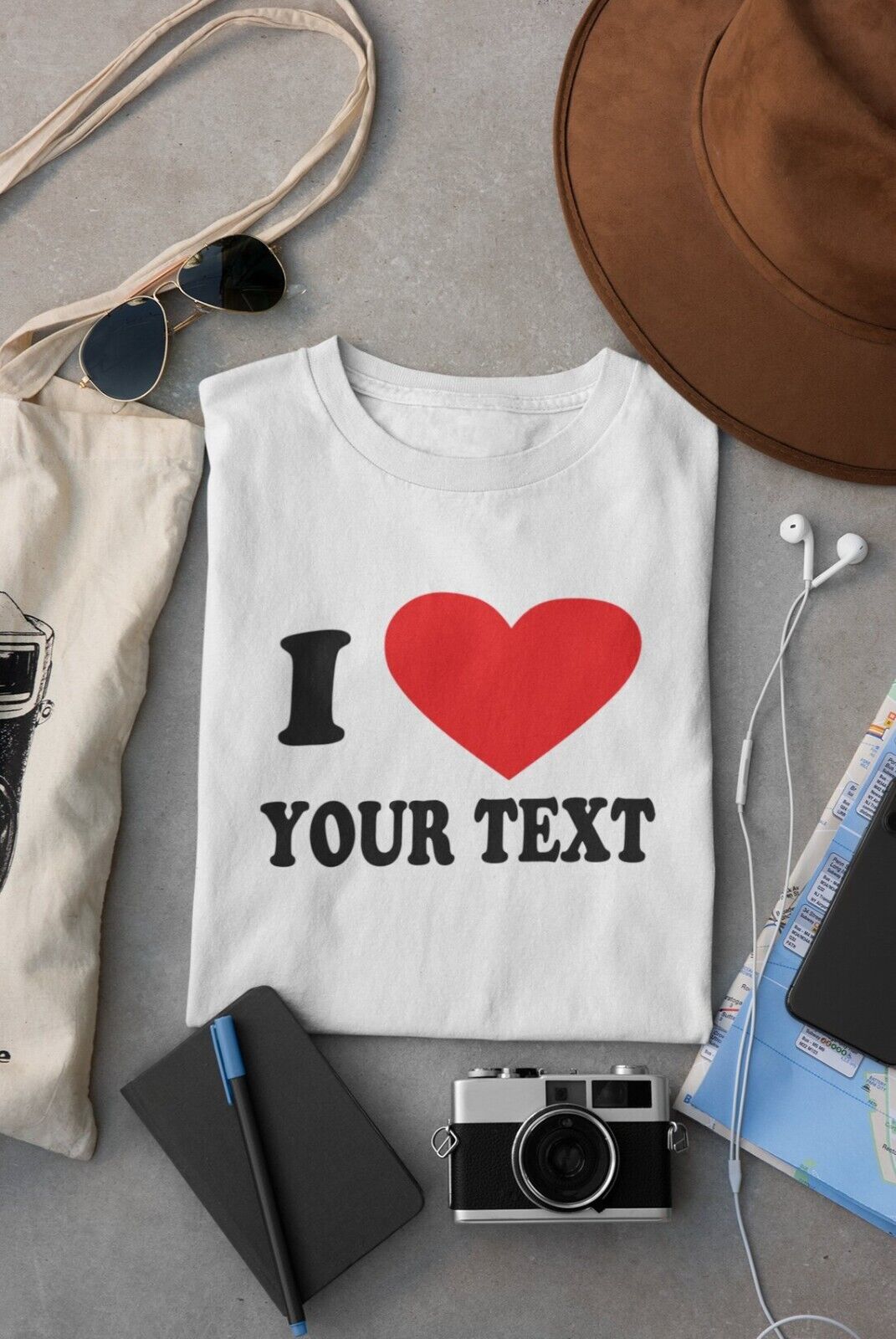 Personalized T Shirt, I Love, Heart Custom Text Men & Women T Shirt, Birthdays, Novelty