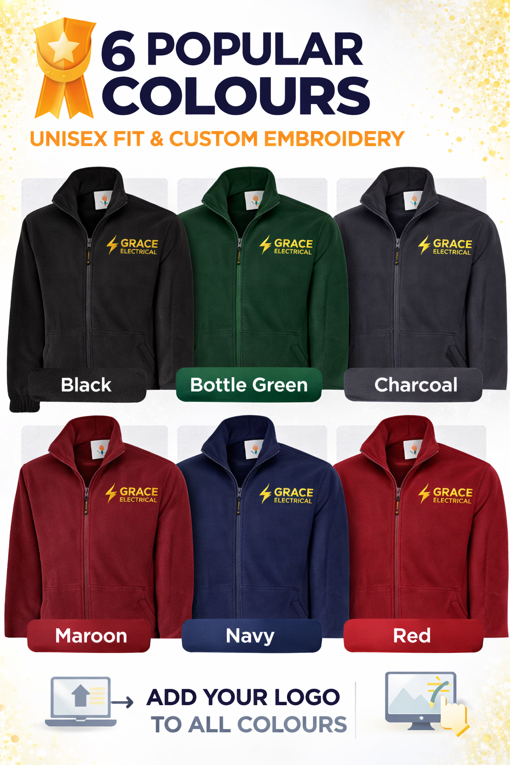 Unisex Classic Full Zip Fleece Jacket – Custom Logo Embroidered Workwear Fleece