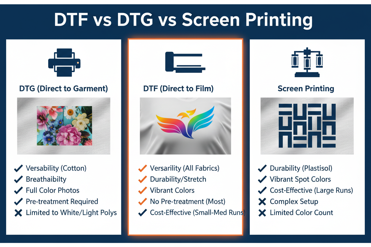 Why DTF Printing Is Better Than DTG and Screen Printing