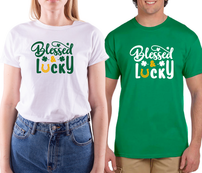 St Patricks Day T Shirt Ireland Drunk  Blessed Beer Paddy Funny Irish Leprechaun Tee Tops