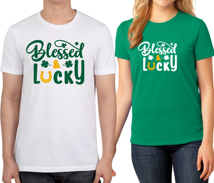 St Patricks Day T Shirt Ireland Drunk  Blessed Beer Paddy Funny Irish Leprechaun Tee Tops