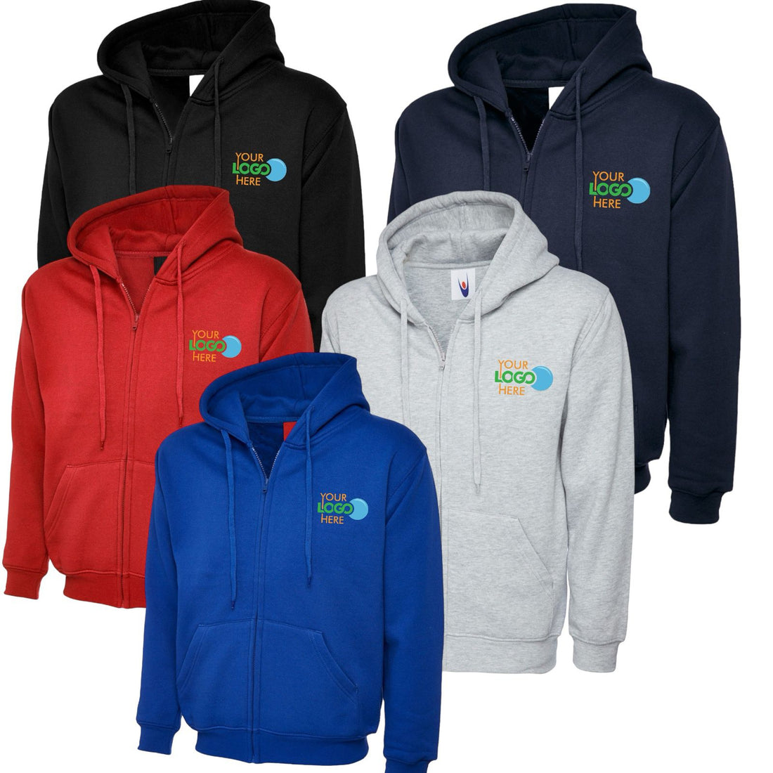 Custom Printed Personalised Adults Classic Full Zip Hooded Sweatshirt