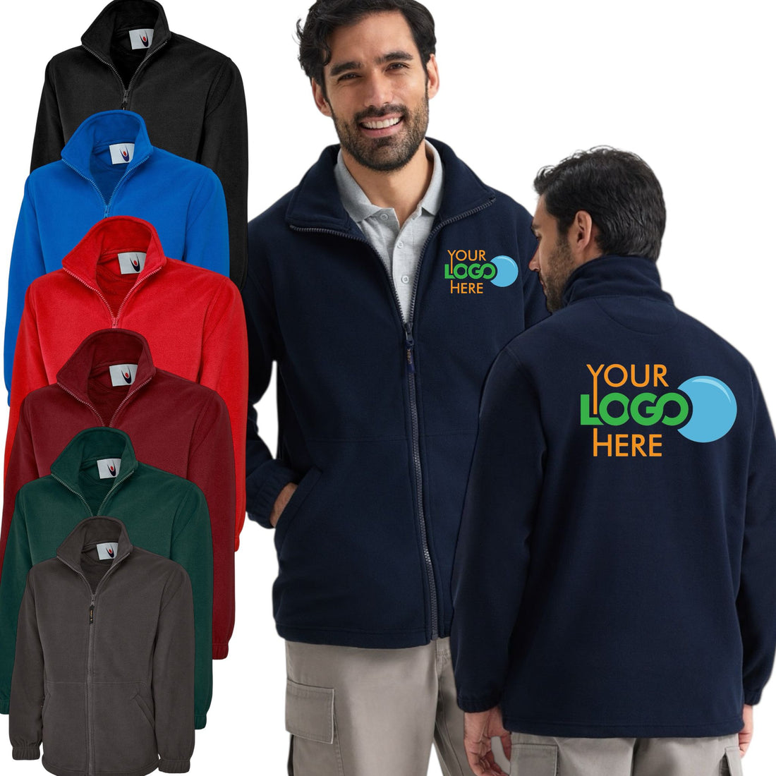 Personalised Unisex Fleece Jacket – Heavyweight 380gsm – Full Zip – Custom Made