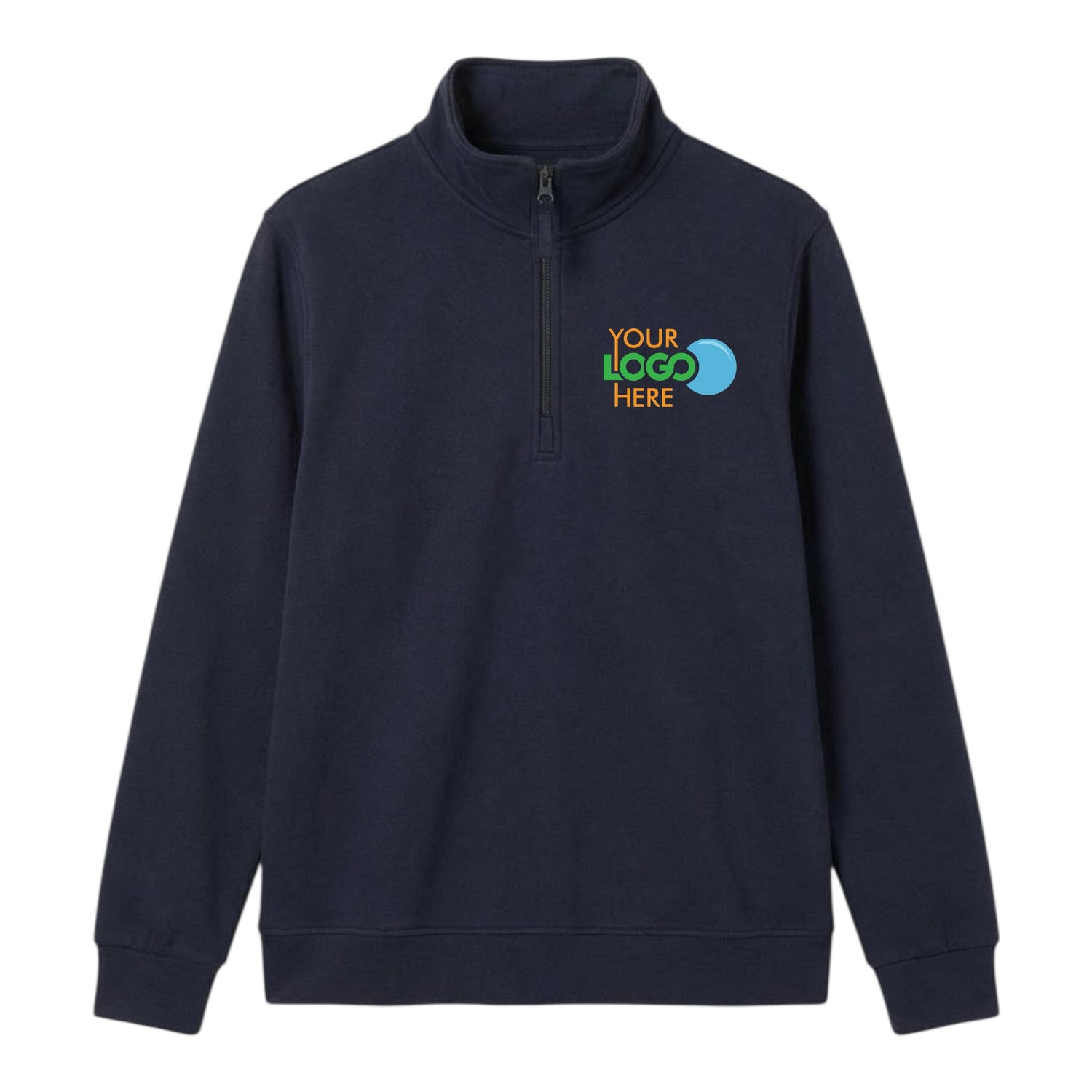 Personalised Quarter Zip Sweatshirt Custom Printed Logo, Unisex Workwear Jumper