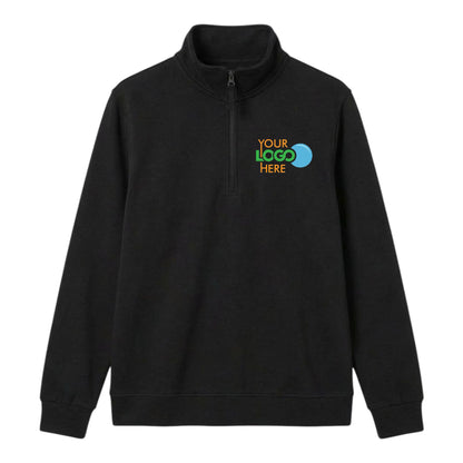 Personalised Quarter Zip Sweatshirt Custom Printed Logo, Unisex Workwear Jumper