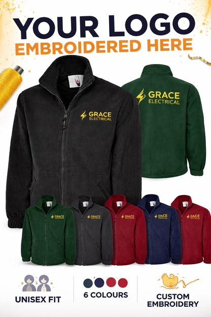 Unisex Classic Full Zip Fleece Jacket – Custom Logo Embroidered Workwear Fleece