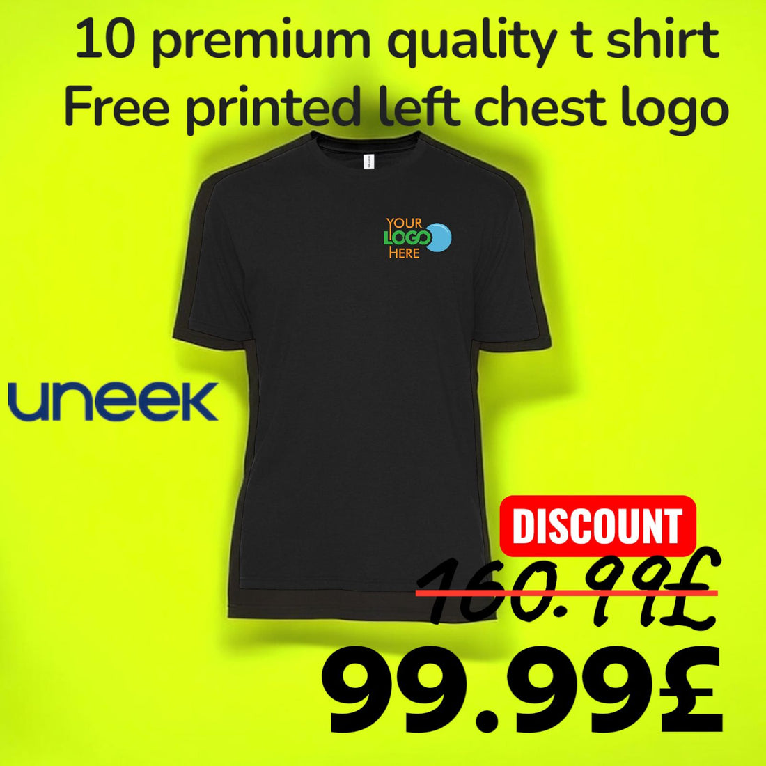 10 Custom T-Shirts Personalised – FREE Logo Print | Premium Quality Bundle Deal UK