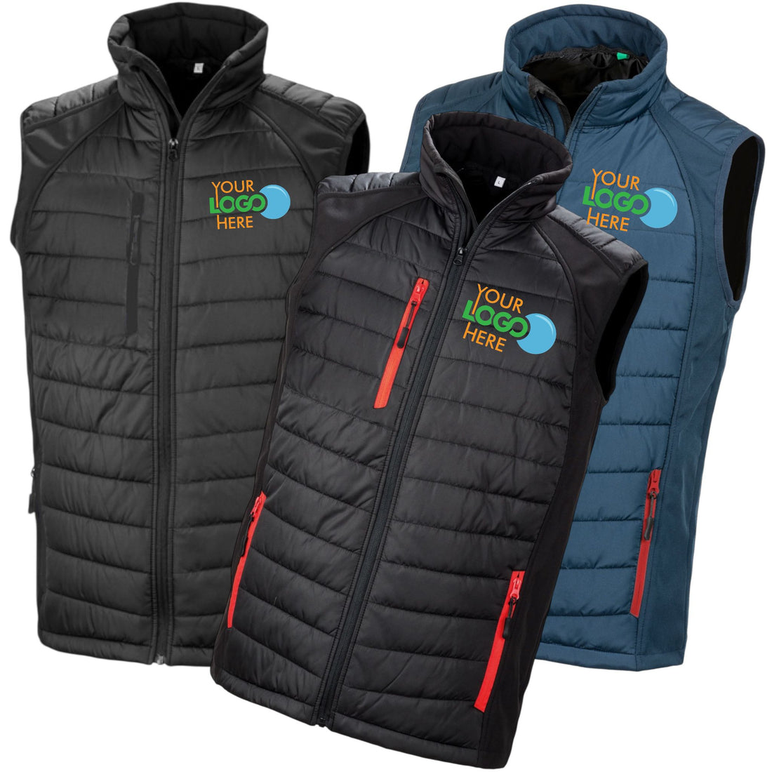 Personalised Embroidered Compass Softshell Gilet – Custom Padded Workwear Bodywarmer