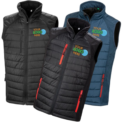 Personalised Embroidered Compass Softshell Gilet – Custom Padded Workwear Bodywarmer