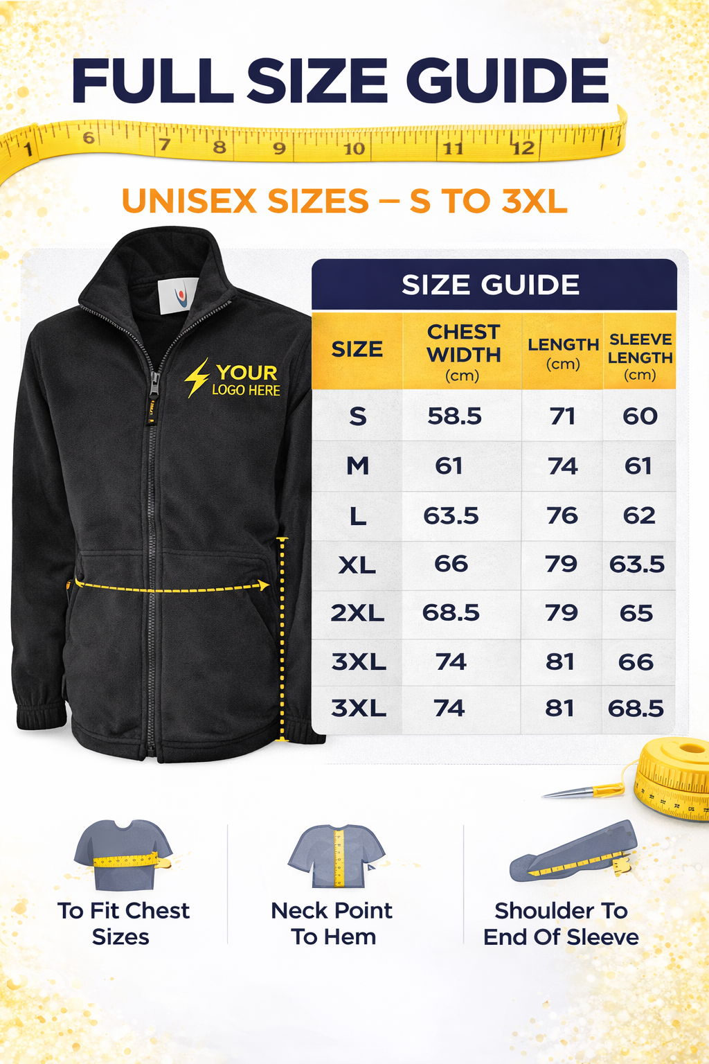Unisex Classic Full Zip Fleece Jacket – Custom Logo Embroidered Workwear Fleece