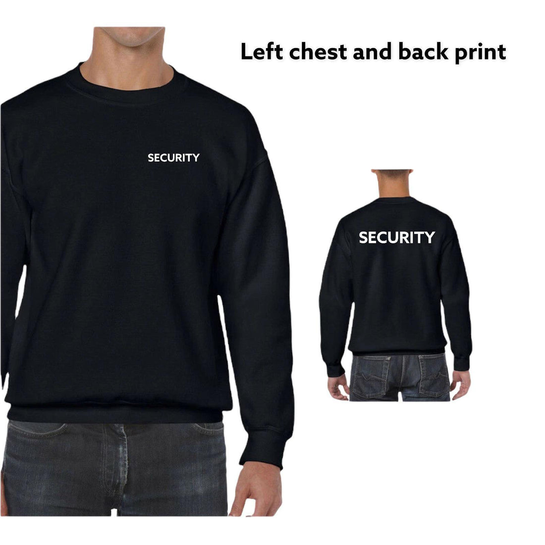 Personalised Security Jumper | Bodyguard Doorman | Printed left chest & Back